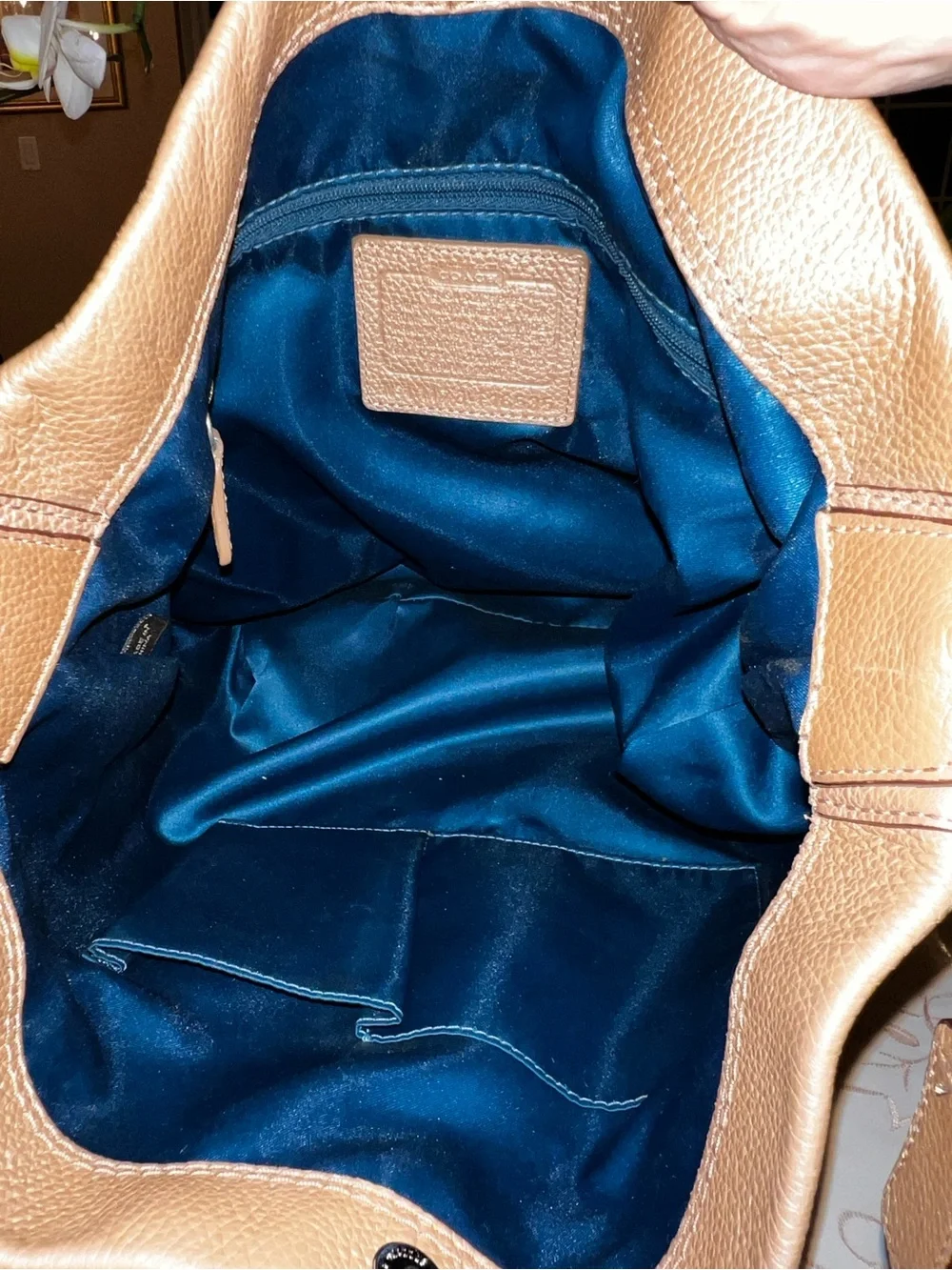 Coach Penelope Pebbled Leather Hobo Shoulder Bag | Metallic Bronze Leather | Lar
